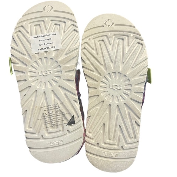 UGG "Pixelate Print" Rainbow Colored/Multicolored Plush Fuzzy Slipper Slides - Picture 7 of 11